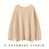 Women's Cashmere Sweater - Solid Color Loose Pullover, Long Sleeve, Korean Style for Autumn & Winter