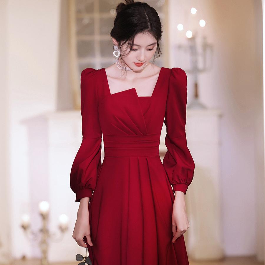 Toast Clothing Bridal Toast Clothing Thank You Back Door Casual Clothing Red Usually Wear Engagement Dress Long Sleeve Dress Women