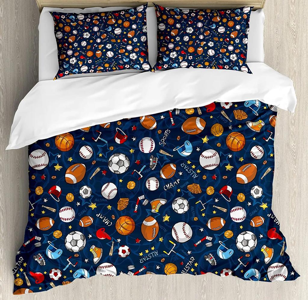 Flame Basketball Ball Box Printed Comfort Duvet Cover Pillow Case Home Textile Quilt Cover Boy Kid Teen Girl 3pcs Bedding Set