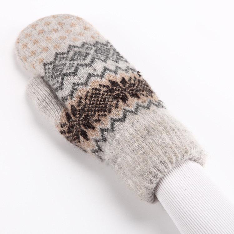 WTEMPO Luvas de lã estilo coreano grossas de pelúcia dupla camada quente à prova de frio luvas de ciclismo casal/estudante luvas de dedo inteiro de malha