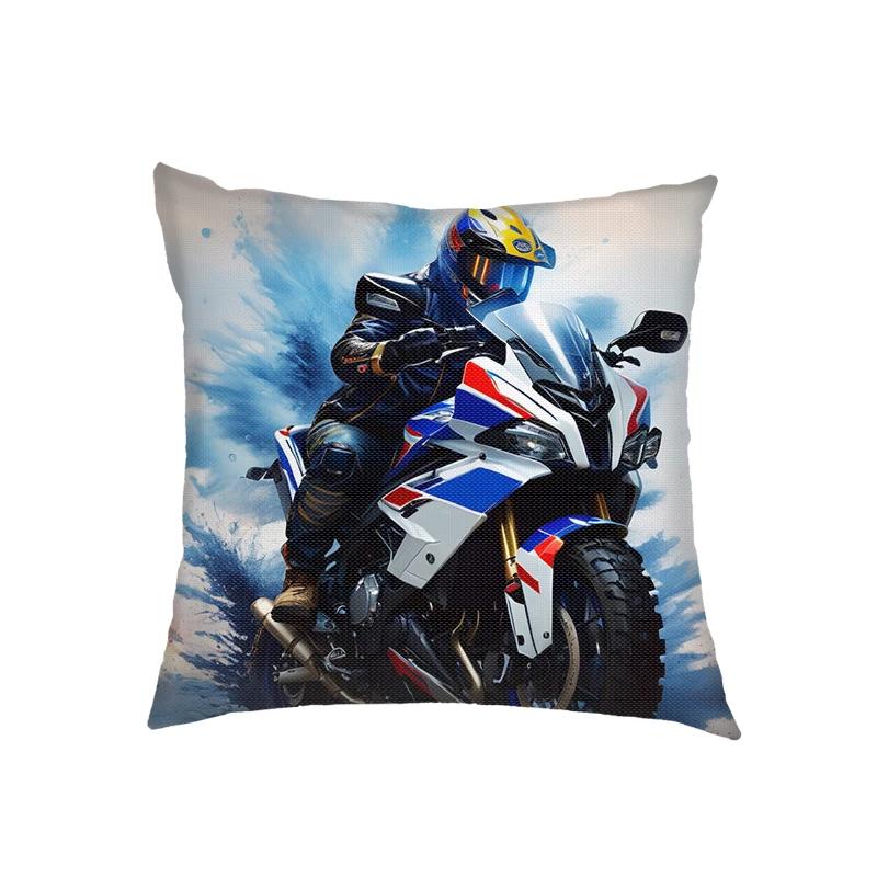 45x45CM Motorrad Rennwagen Druck Kissenbezüge Motorrad Kissenbezug Heimdekor Mode Quadratisch Sofa Bett Überwurf Kissenbezug