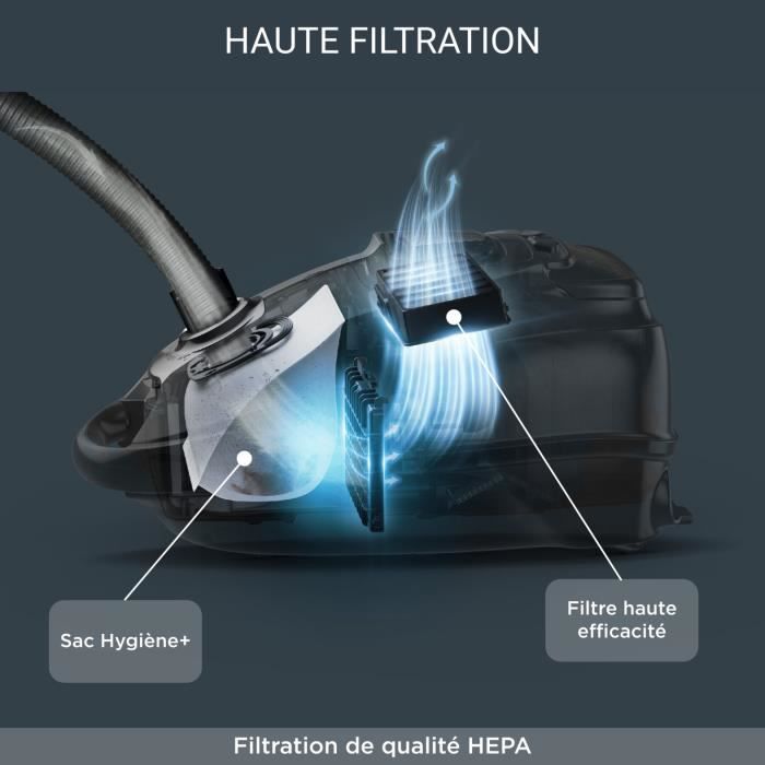 ROWENTA Silent Force RO7451EA - Aspirateur Avec Sac, Puissance 400 W, Haute Filtration, Basse Conso, Silencieux, Fabriqué En France