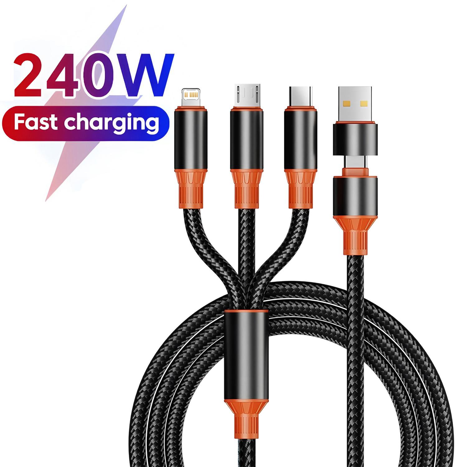 

3 in 2 USB Type C Cable for iPhone 15 14 13 12 ProMax 11 Charger Cable 100W 3 in 1 Cable for Samsung Xiaomi Mi Macbook 1.2m чёрный