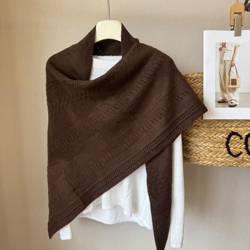 Meier Wollschal, neuer hohler einfarbiger Schal für Herbst und Winter, gestrickter Dreiecksschal, warmer Schal.