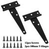 Wopanxye 2pcs 100mm Load Capacity Hinges, Black T Shape Silent Epoxy Coated Wrought Iron