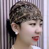 Soft Elastic Curly Hair Hat Embroidered Flowers Elderly Beauty Cap  All-match