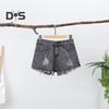 Women Denim Shorts Ripped Hole High Waist Button Zipper Closure Loose Fit A-line Plus Size Pockets Short Jeans Lady Dating Beach Shorts
