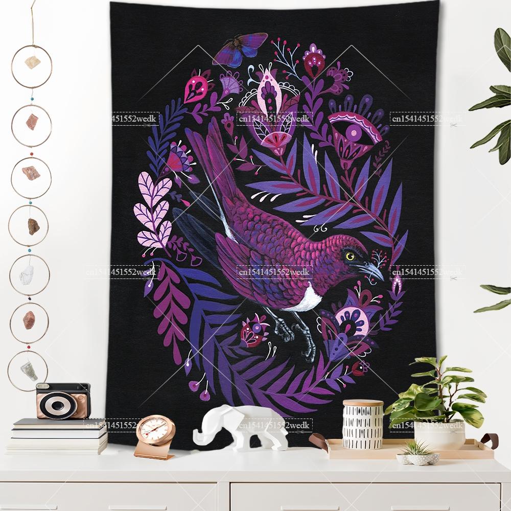 Raven Norse Folk Tapestry Medieval Animals Birds Tarot Tapestrys Room Decor Aesthetics Landscape Art Posters Background Cloths