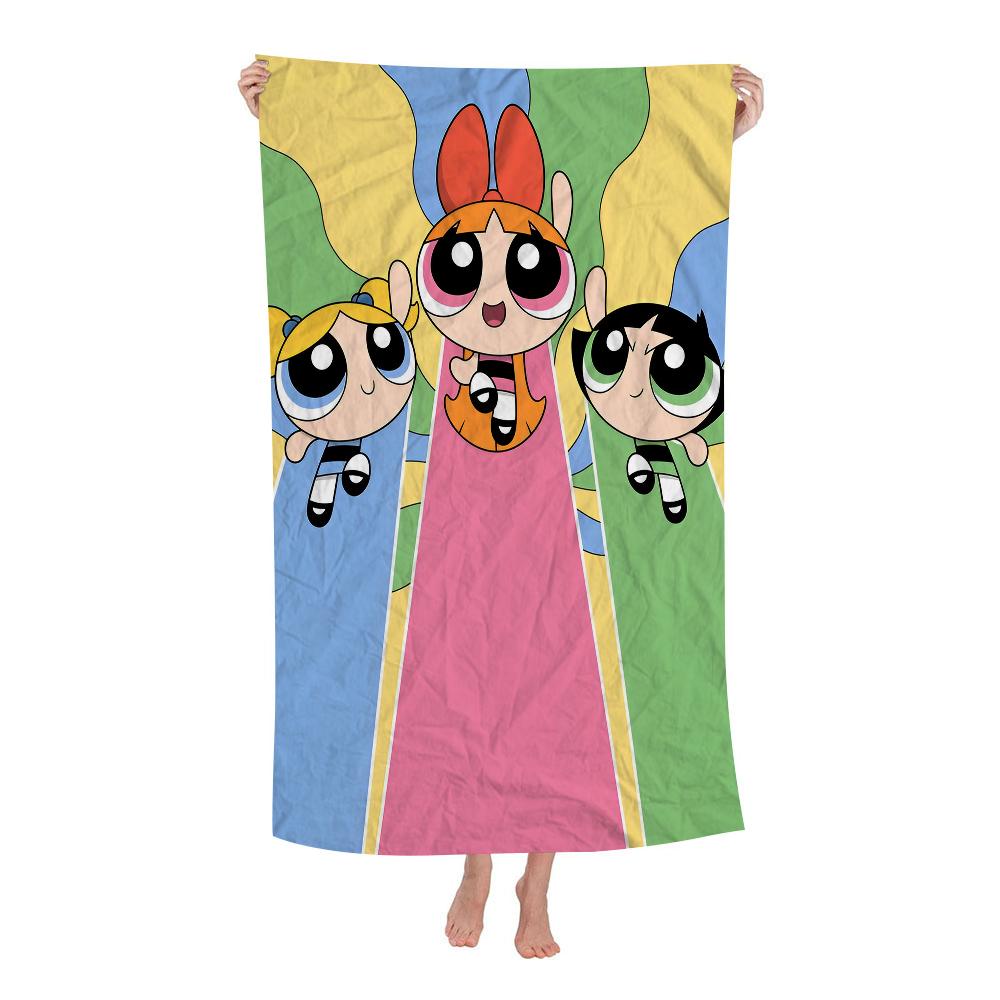 Klassisches Cartoon T-The Powerpuff Girls Cartoon Strandtuch Süße Kawaii Zimmerdeko Bad Kinder Handtücher Für Badezimmer Dusche