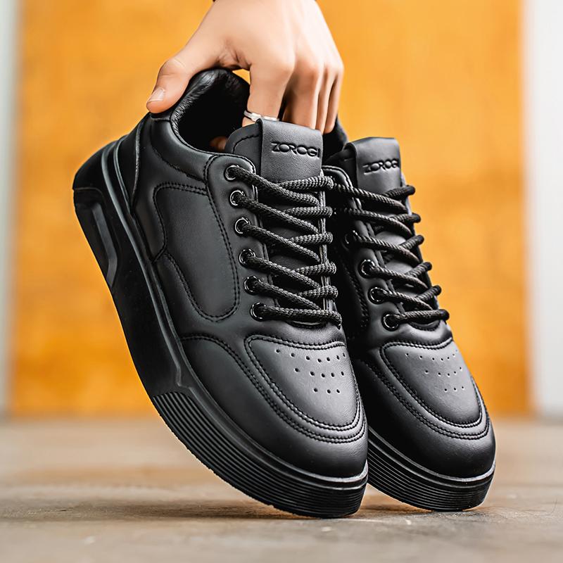 Outdoor Men's Casual Sneakers Leather Walking Shoes White Board Shoes Breathable Athletic Jogging Shoes Anti Slip Running Shoes