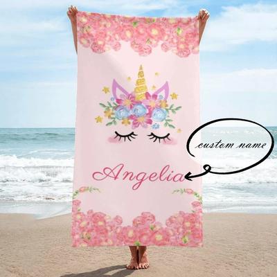 Asciugamano da Spiaggia Unicorno per Bambine Bambini Nuoto Sport Viaggio Asciugamani da Spiaggia Personalizzati con Nome Senza Sabbia Asciugatura Rapida Asciugamano da Bagno Personalizzato