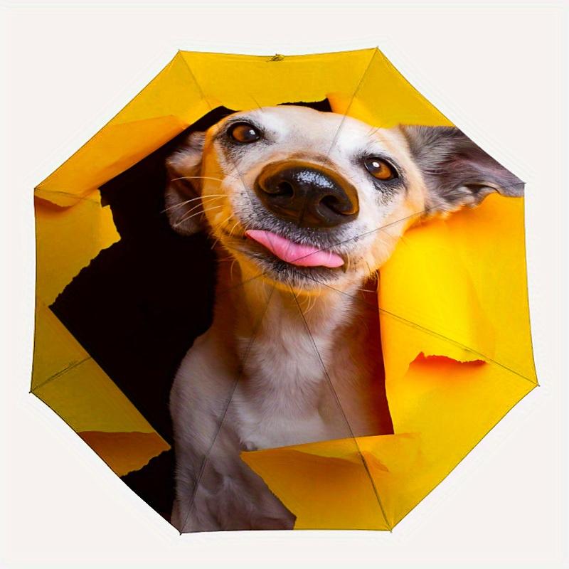 

1pc Puppy Playful Automatic Open/Close Umbrella - Compact Travel Umbrella, 8-Rib Heavy-Duty Construction, Ideal Gift, Outdoor Accessory010