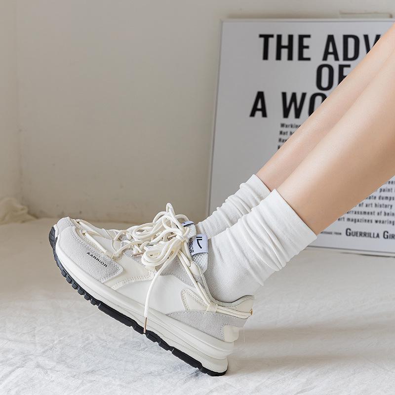 Xiaohongshu Women's Spring & Autumn Anti-Pilling Mid-Calf Cotton Socks - Boneless, Loose-Fit, Thin, Solid Color