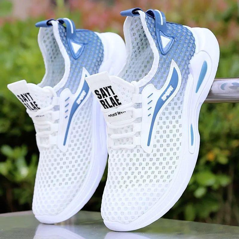 Summer men s shoes breathable mesh shoes mesh hollowed casual shoes lightweight running soft-soled men s sports shoes 39