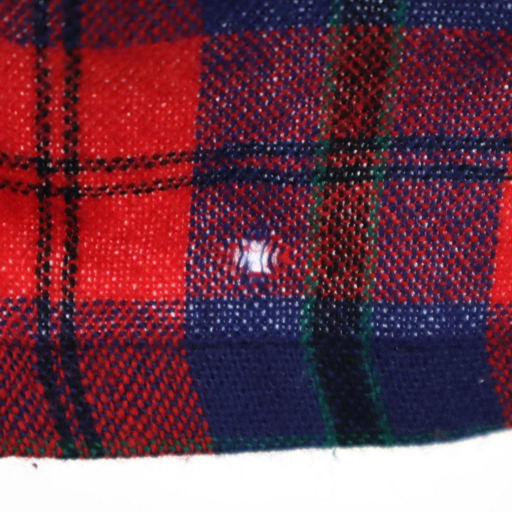 Country and Casual 60s Vintage Wool Blend Check Pattern Long Sleeve Open Collar Wool Shirt Men's Used