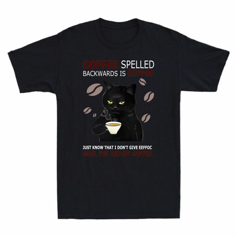 Spelled Dont Eeffoc Give Cat I Backwards TShirt Coffee Is Funny Eeffoc Black S