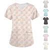 Women's Fashion V,Neck Short Sleeve Overalls With Pockets Valentine's Day Printed Tops Clothes