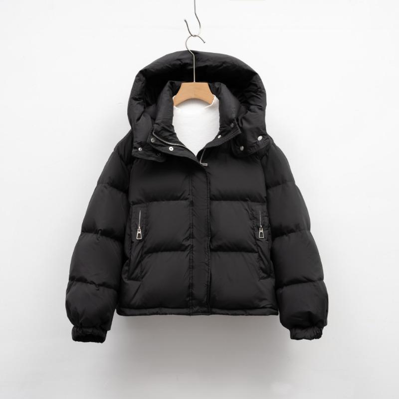Pinghu Short Down Jacket Women's Winter New Regular Simple Hooded Small Warm Bread Jacket