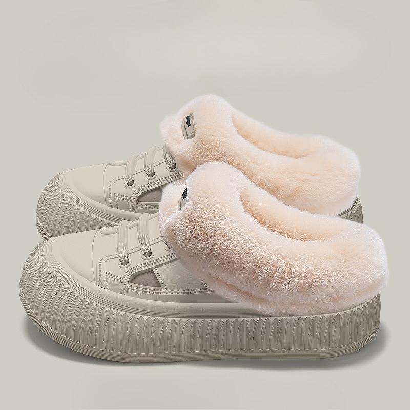 

Хлопковые туфли на толстой подошве, Домашние комнатные противоскользящие, Теплые и флисовые водонепроницаемые туфли Fits 39-40 абрикосовый/серый