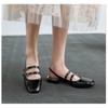 Fashion Mary Janes Women's Sandals Square-Toe Double-Buckle Patent Leather Heel Shoes  with Jean Styling Heels for Ladies Talons Femme