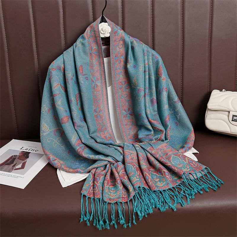 Women Paisley Scarf Cashmere Feeling Pashmina Shawls Tassel Hijab Head Wraps Femme Winter Scarves Foulard Bufanda
