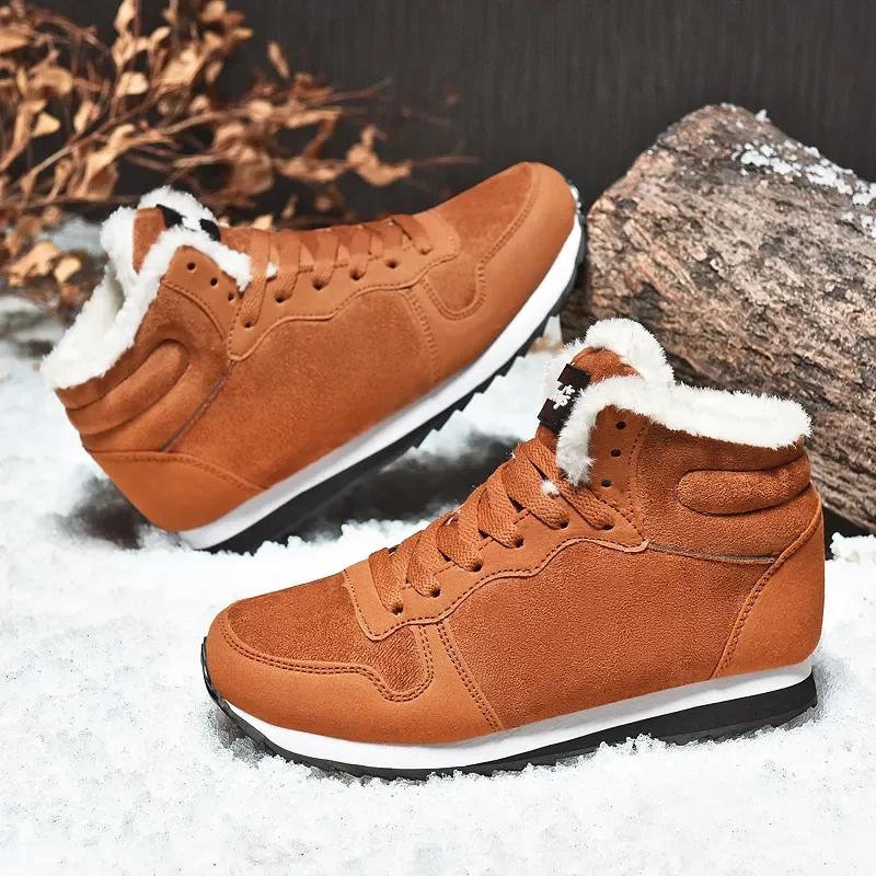 Shoes for Men Couple Winter Boots Men Lightweight Hight Top No Slip Warm Snow Boots Plush Women Footwear Size 48 Women Boots