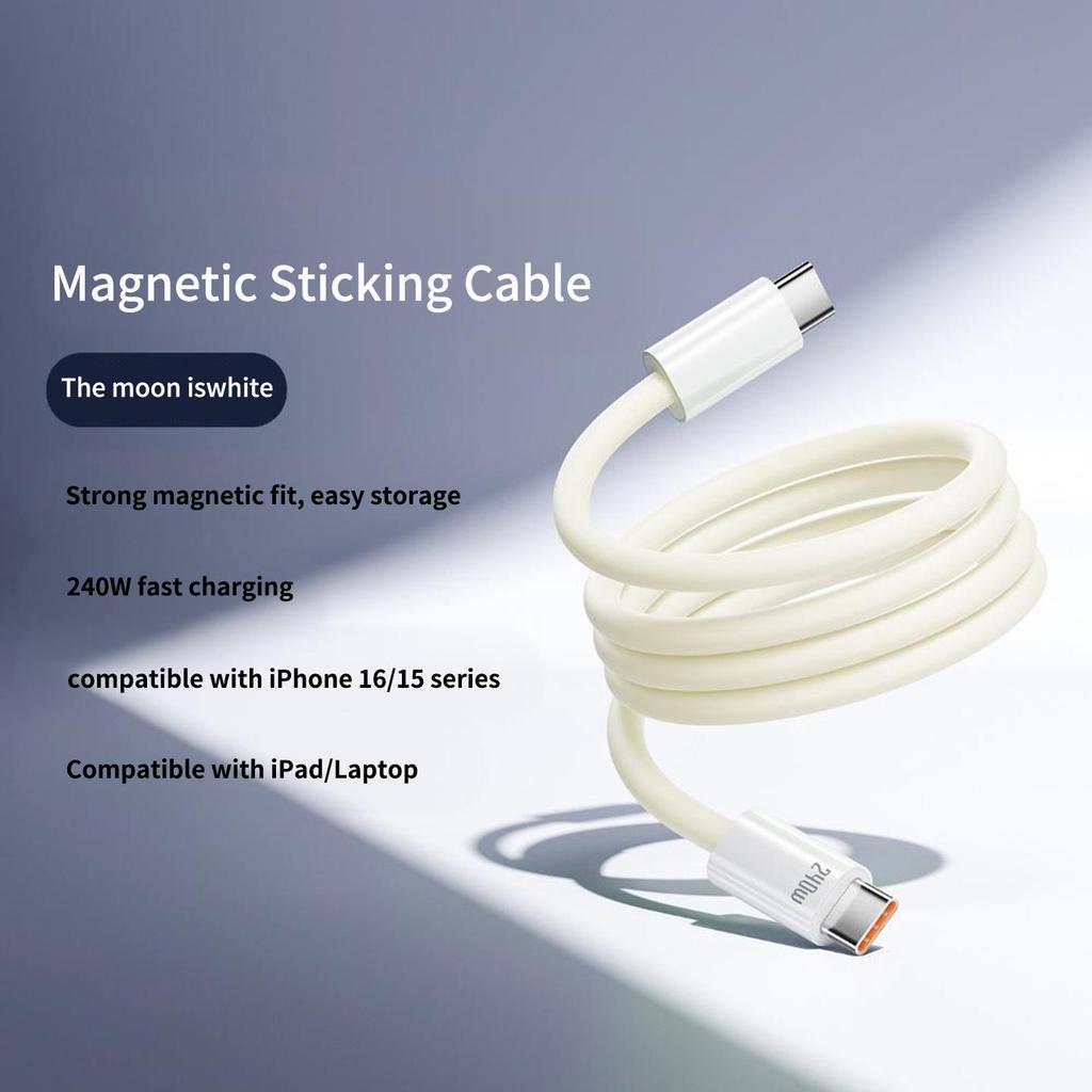 240W Silicone Magnetic Fast Charging Cable for Apple, Android, Tablets & Laptops