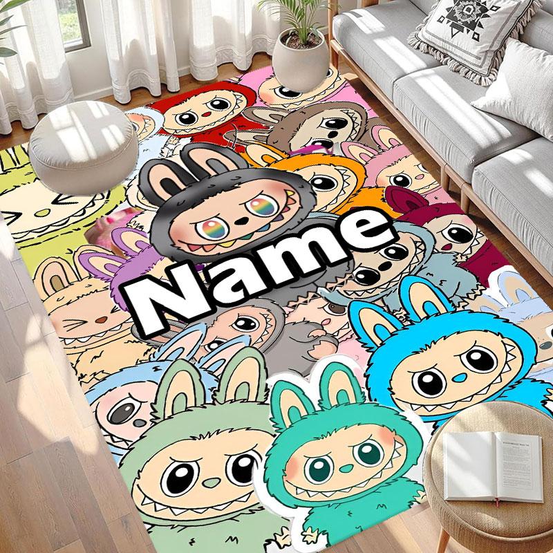 Custom Name Personalized Labubu Print Carpet, Versatile Home Decor Rug, for Playroom, Apartment, Balcony, Entryway, Hallway Gift