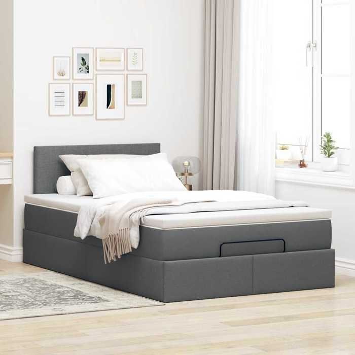 VidaXL Lit ottoman avec matelas gris foncé 120x200 cm tissu 3311367