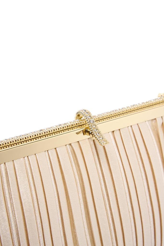 Baisikou Party Bag, Wedding Bag, Large, 2-Way Pleated, Women's HandbagShoulder Bag, Perfect for Receptions and Guests (Champagne Gold)