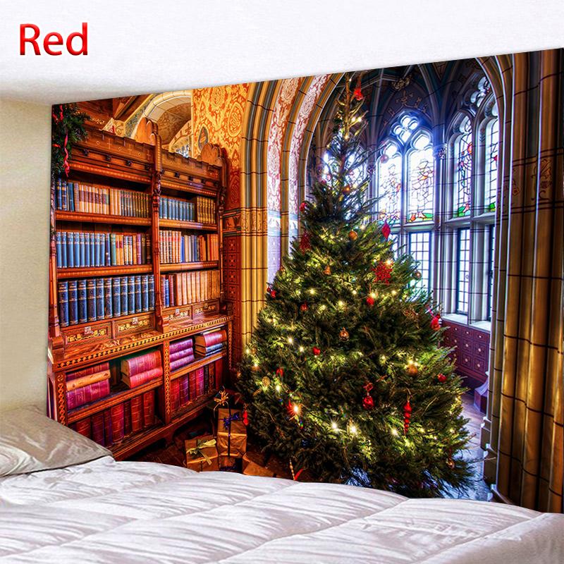 Christmas Tapestry Christmas Tree and Fireplace Warm Family Wall Hanging Backdrop Home Room Decoration Gift