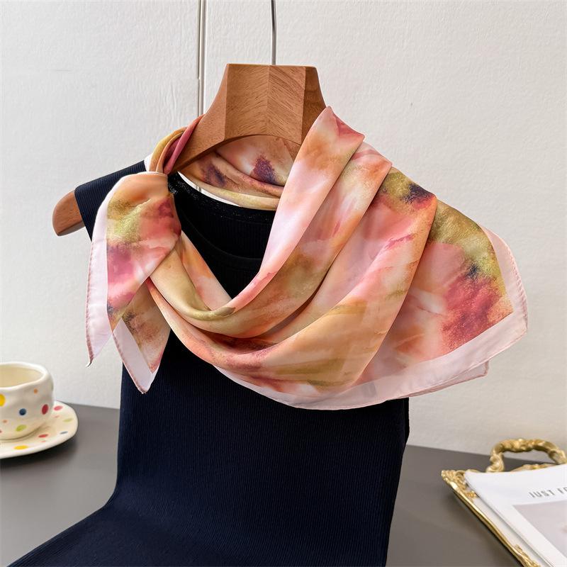 New ethnic- border printed imitation silk square scarf shawl neckerchief high-end neck-tie small square scarf silk