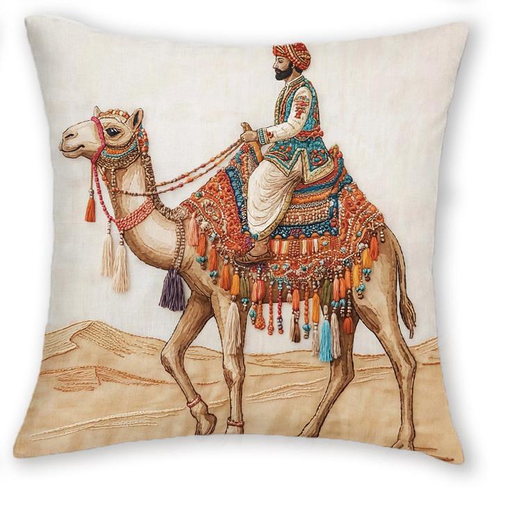 

1/4pcs Bohemian Desert Camel Throw Pillow Covers Palm Oasis Ethnic Style Home Decor Cushion Cases for Sofa Bedroom Cushion cover 45x45cm-1pcs