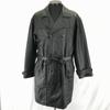 ONTIME/Genuine Leather Double Long Coat/M/Black/Quilted Lining/Waist Tie(USED)