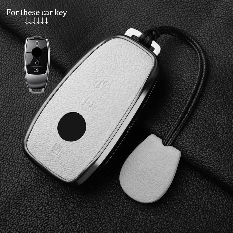 Metal And Leather Car Key Case Cover For Mercedes Benz W176 W177 W205 W206 W212 W213 W222 W223 W167 463 X166 A C E S G Cls Class