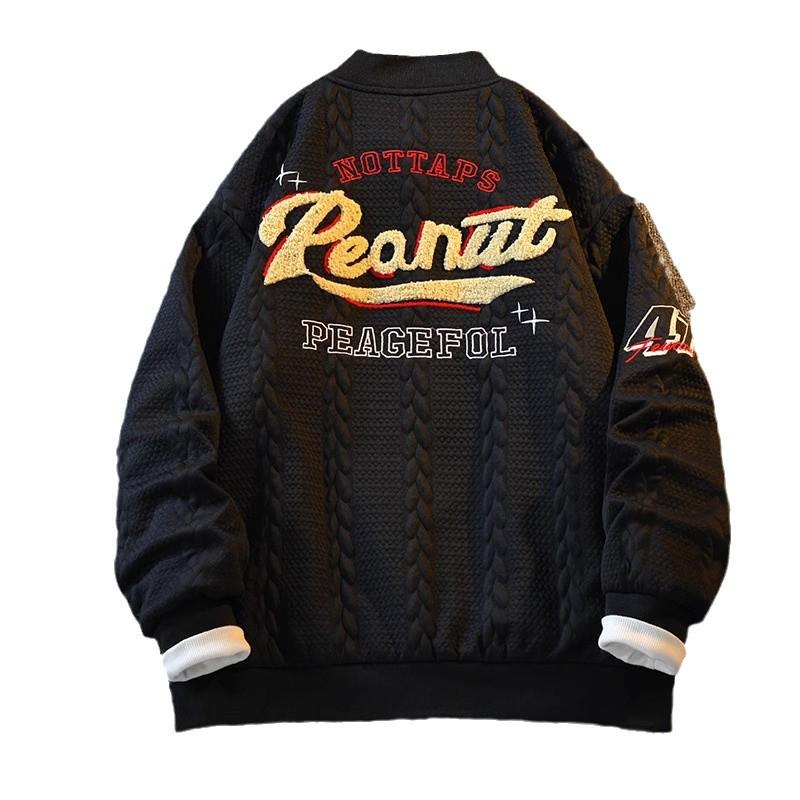 Men's American Retro Embroidered Baseball Jacket - Spring/Autumn, Loose Fit, Casual Style #XXF012