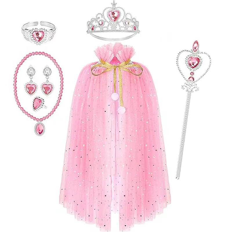 Frozen, Children's Girl, Wallet, Crown Magic Wand, Necklace, Gloves, Set, Elsa Princess Sparkling Cloak