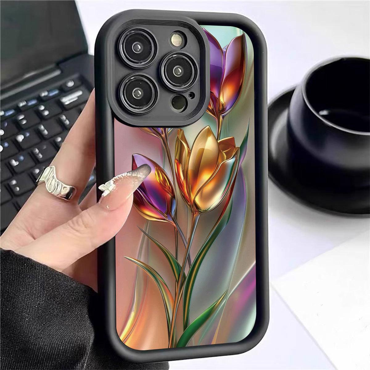 

Защитный чехол для iPhone 14/15/16/17 Pro Max с рисунком «Шампанское Цветочная канавка Черный» Xiaomi 11 Lite 4G чёрный