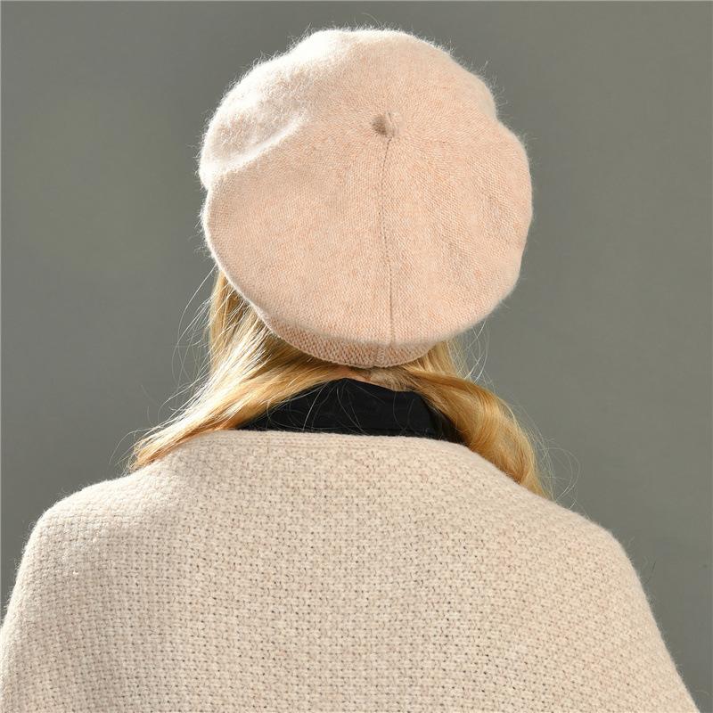 Fashion Versatile Rabbit Down Dudu Head Beret Women's Winter Outdoor Windproof Wool Cap Warm Ear Protection