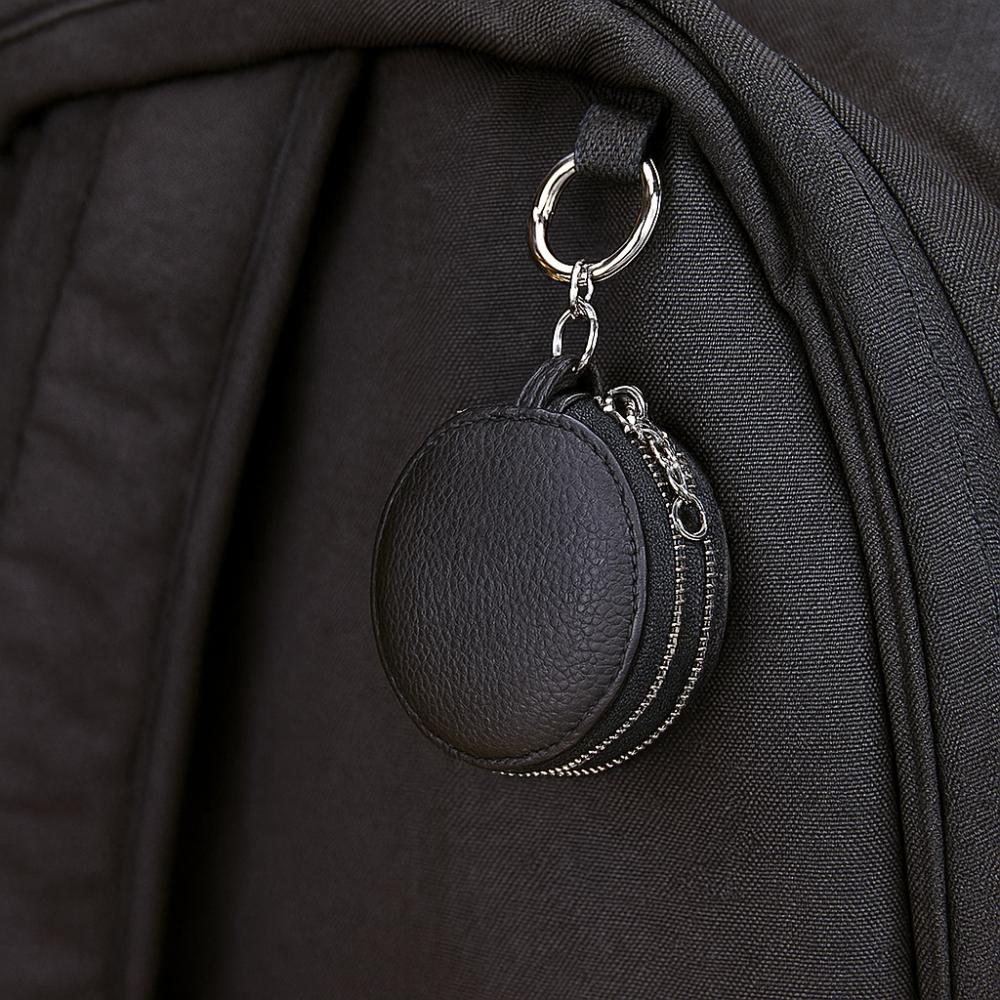 Zipper Round Wallet with Mirror Lipstick Storage Bag Mini Earphone Bag Outdoor