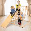 Solid Pine Indoor Climbing Frame with Swing, Gym Rings, Slide - Safe Multifunctional Playset for Children and Family Use