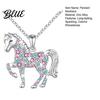 Girls Horse Necklace Rhinestone Pendant Colorful Faux Gems Cute Animal