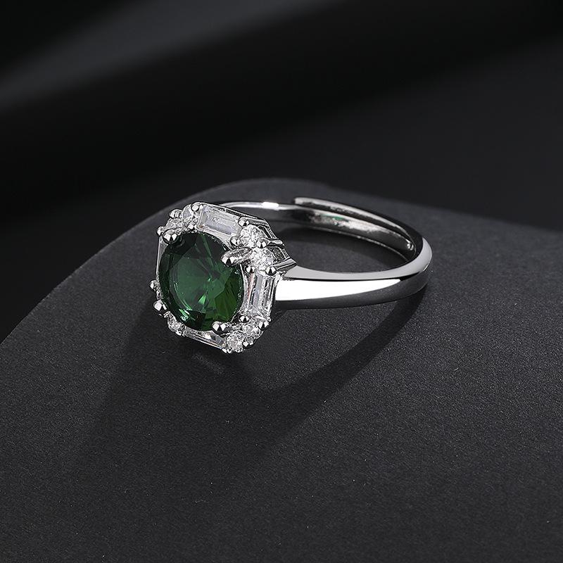 Damen Luxus Minimalistischer Quadratischer Ring mit bunten Zirkonia-Inlays