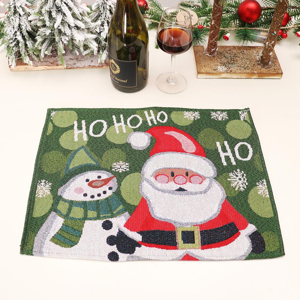 Christmas Table Mat Knitted Fabric Santa Holiday Party Decoration Heat Resistant Dining Coaster for Home Festive Decoration