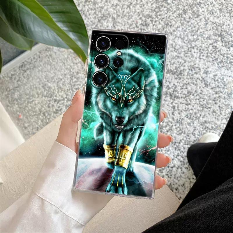 The Tigre Wolf Lion Animal S25Ultra Phone Case For Samsung Galaxy S25 S24 S23 S21 Ultra S20 FE S22 Plus A56 A55 Case Clear Cover
