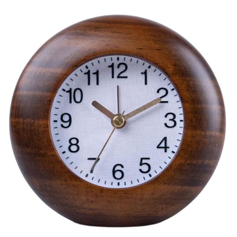 Elegant Wood Frame Alarm Clock with Arabic Numerals Backlights Quiet