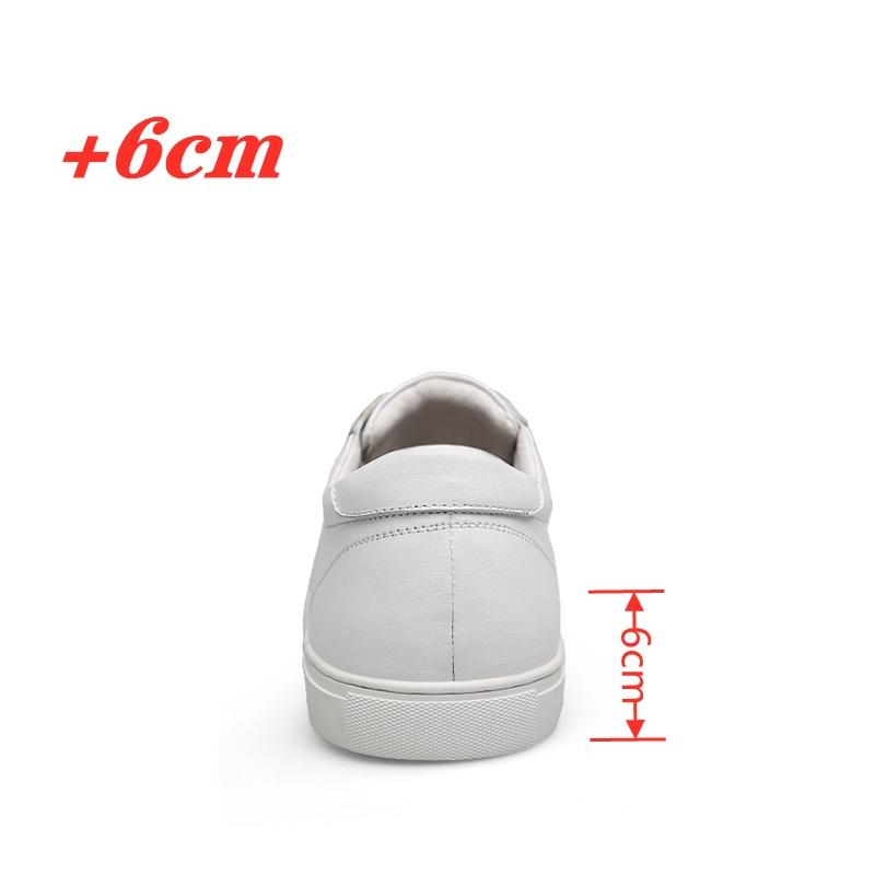 White Genuine Leather Shoes Men Sneakers Man Elevator Shoes Height Increase Insoles High Heels Shoes 5-6CM Shoes Tall Shoes