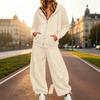 Completo da Donna a 2 Pezzi con Felpa con Zip e Pantaloni Larghi, Tuta Casual Larga per l'Autunno