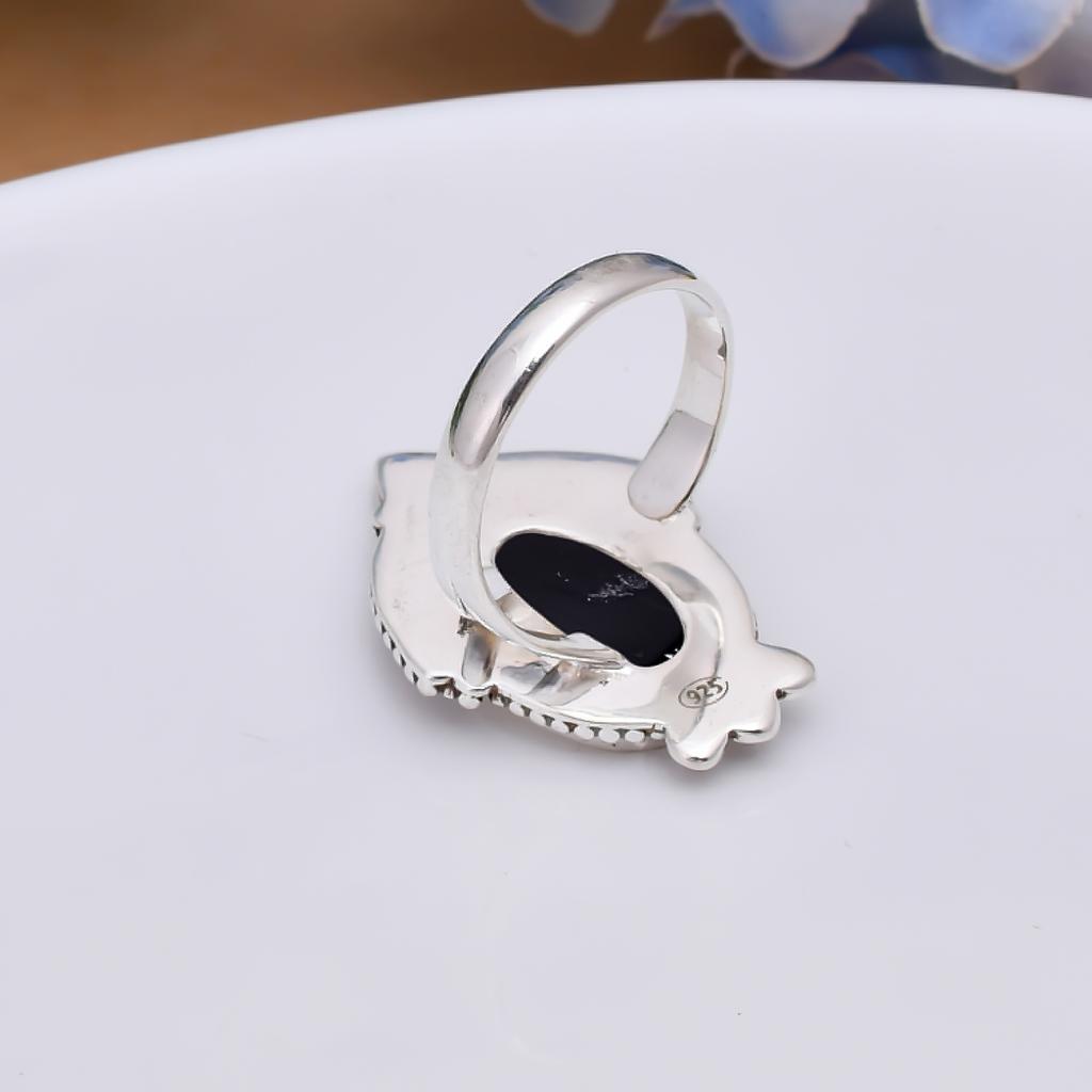 Black Onyx - Brazil 925 Sterling Silver Ring V5679, Black Ring, Oval Ring, Valentin's Day Gift, Gift For Her, Birthday Gift, Handmade Jewelry, Silver