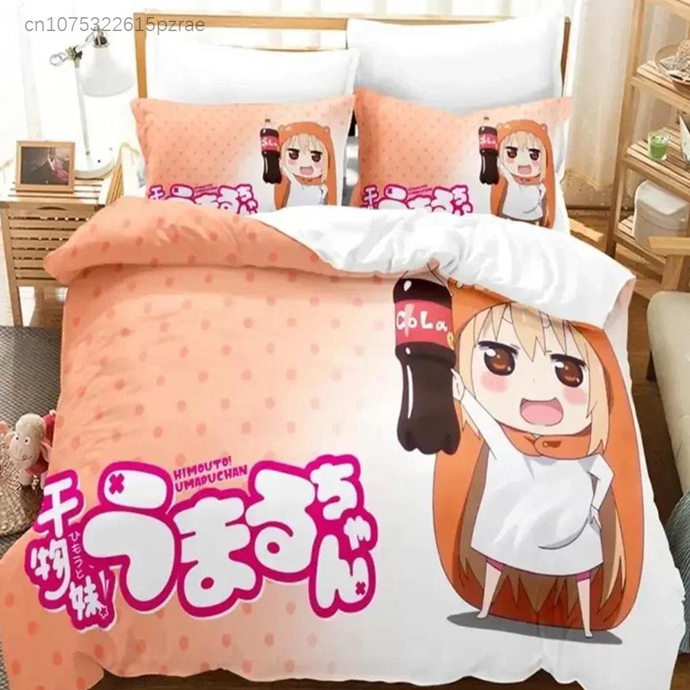 3D Print Anime The Himouto! Umaru-chan Bedding Set Printed With Pillowcase Bed Duvet Cover Soft Queen King Size Bedclothes Home